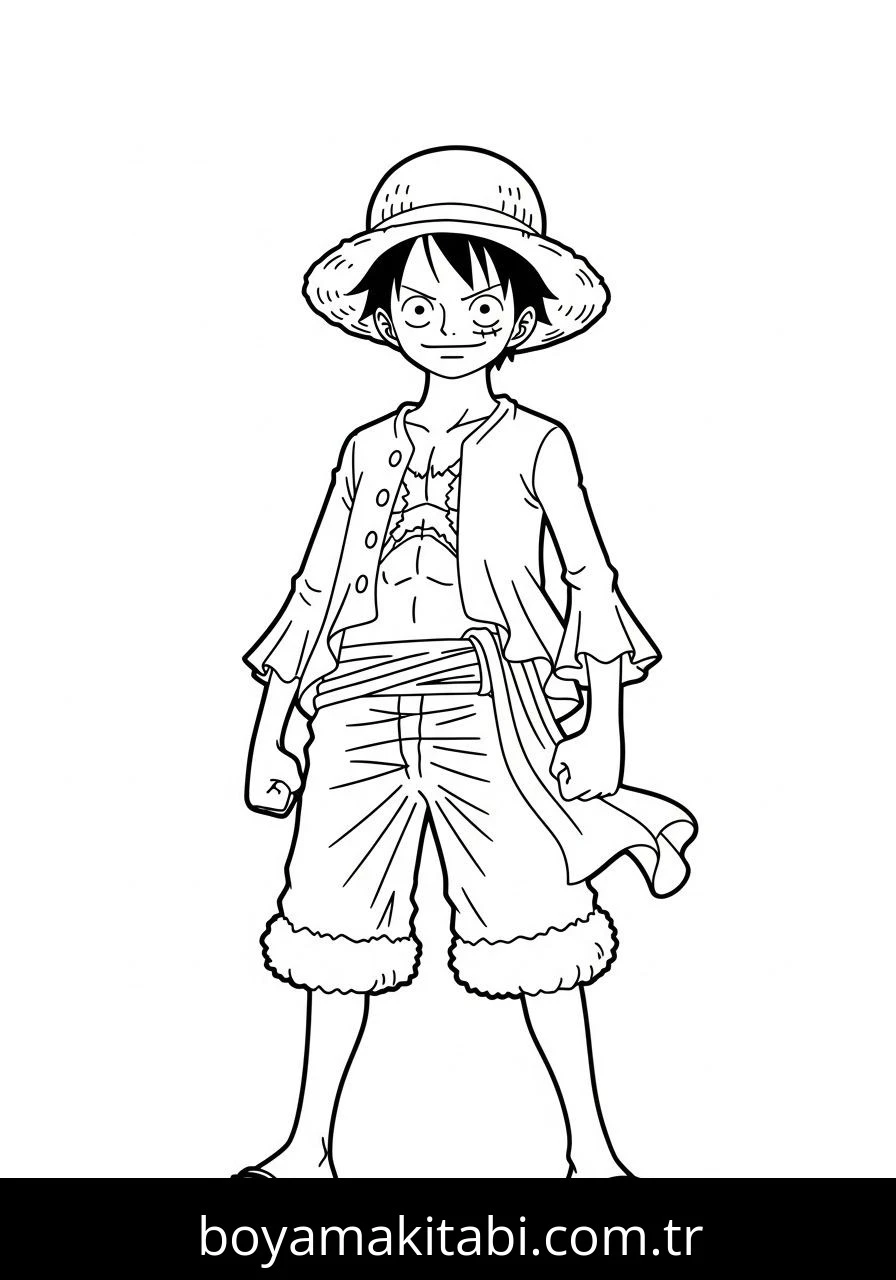 Luffy boyama sayfası – renkli çizimler, okul öncesi