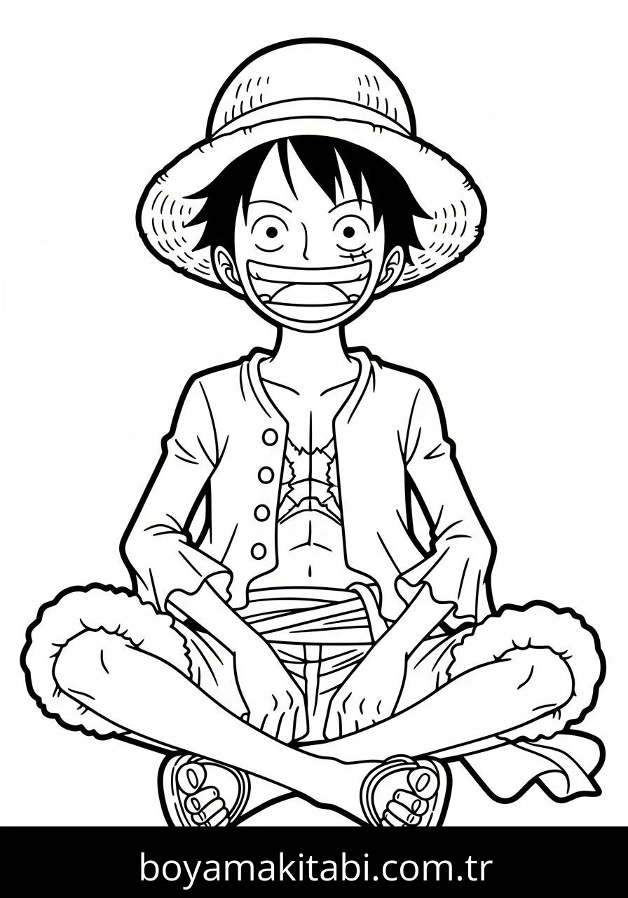 Luffy boyama sayfası – kolay boyama, eğitici aktivite