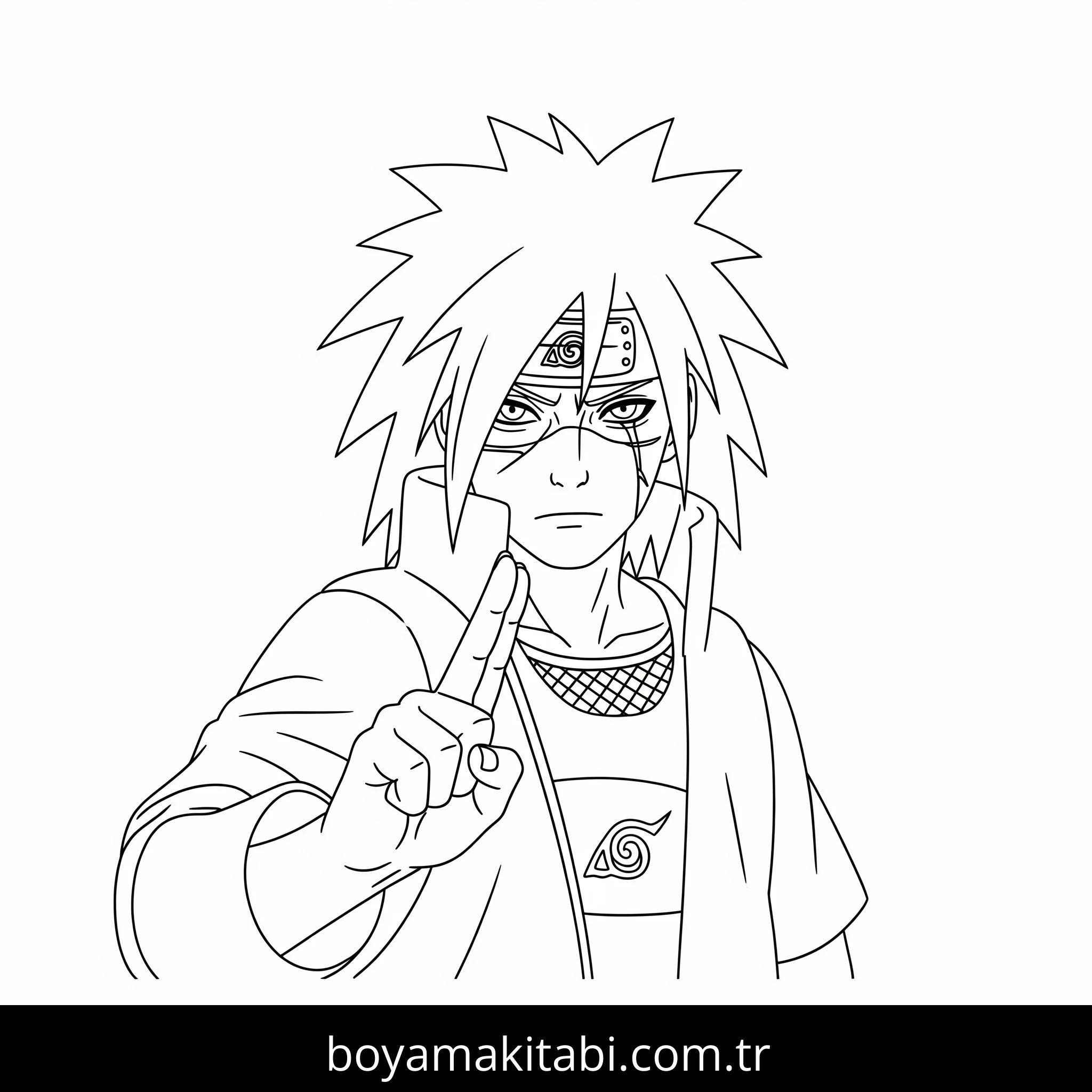 Madara Uchiha boyama sayfası – PDF indir, sevimli karakter