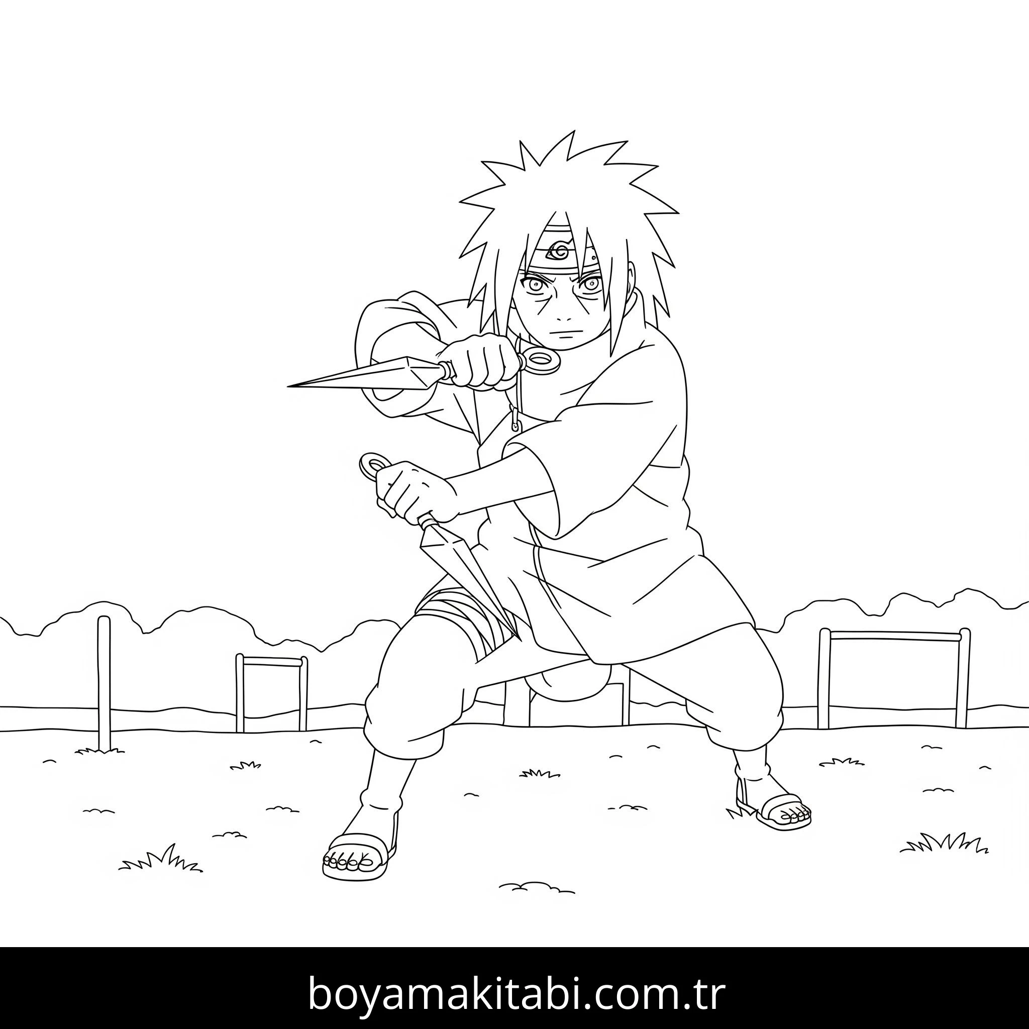 Madara Uchiha boyama sayfası – kolay boyama, eğitici aktivite