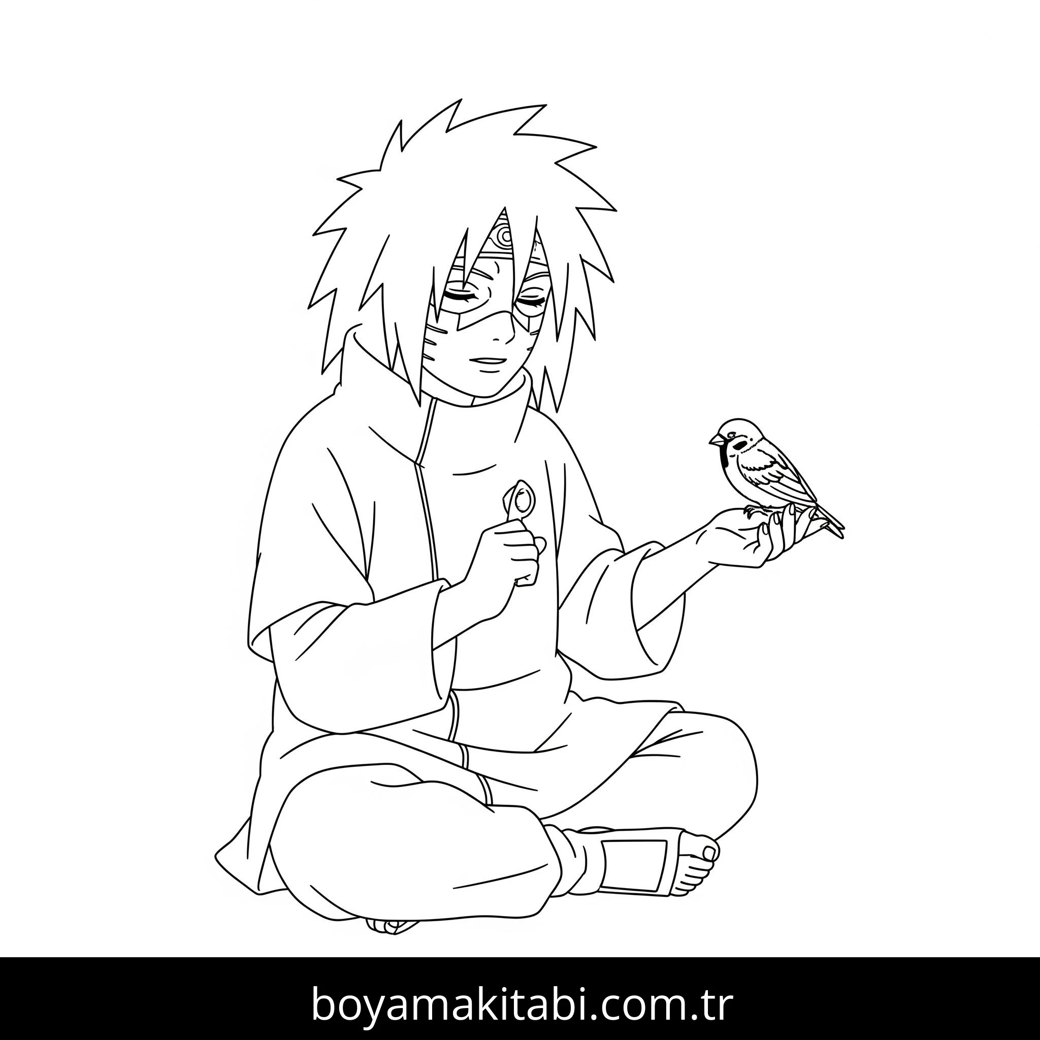 Madara Uchiha boyama sayfası – boyama etkinliği, çocuk aktivitesi