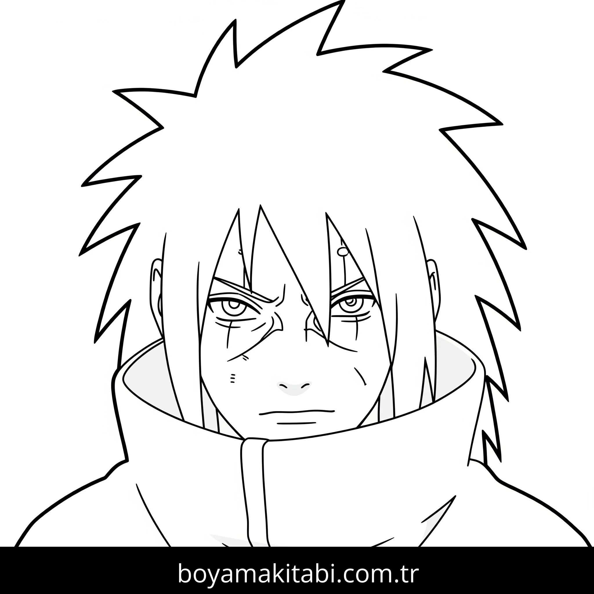 Madara Uchiha boyama sayfası – sevimli karakter, sanatsal çalışma