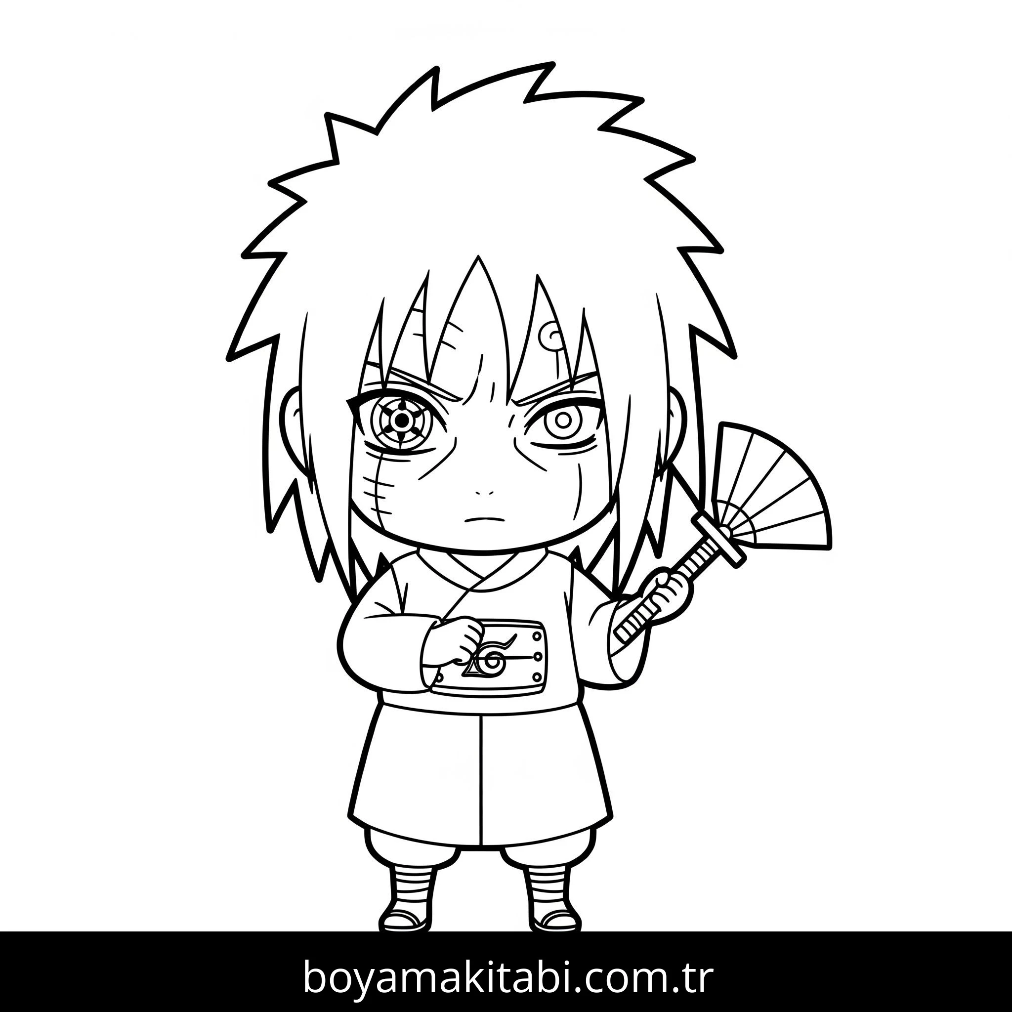 Madara Uchiha boyama sayfası – eğitici aktivite, yaratıcılık