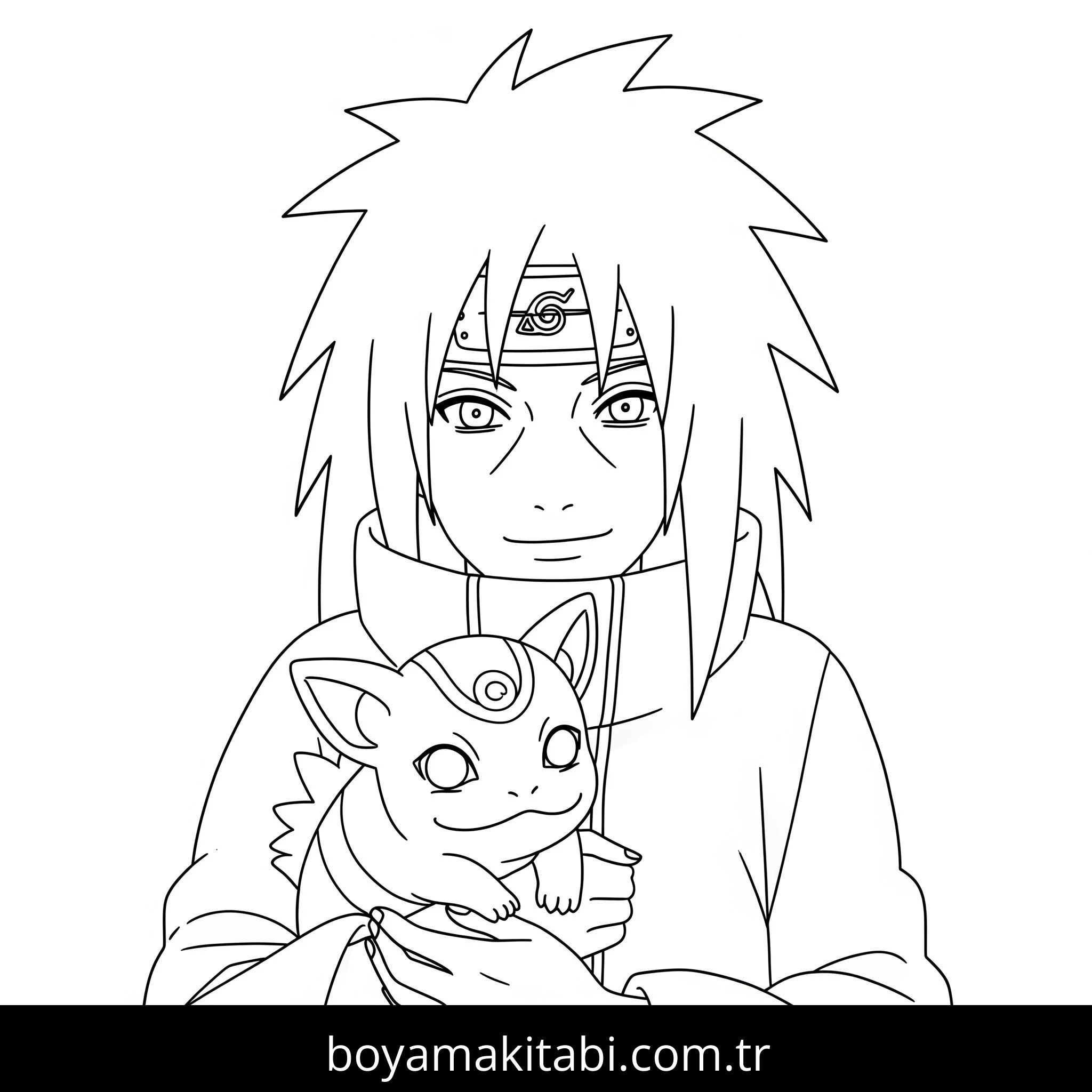 Madara Uchiha boyama sayfası – el becerilerini geliştirir, boyama çalışması
