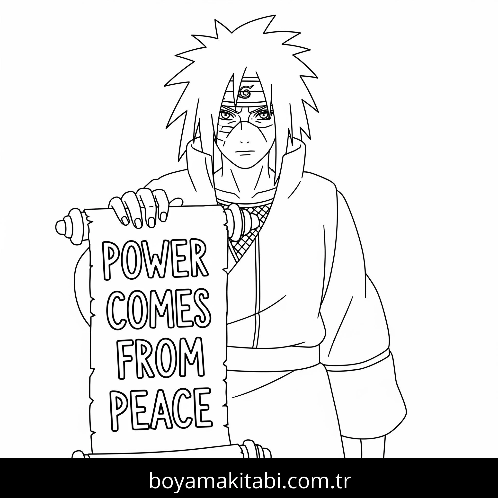 Madara Uchiha boyama sayfası – sanatsal çalışma, çocuklar için
