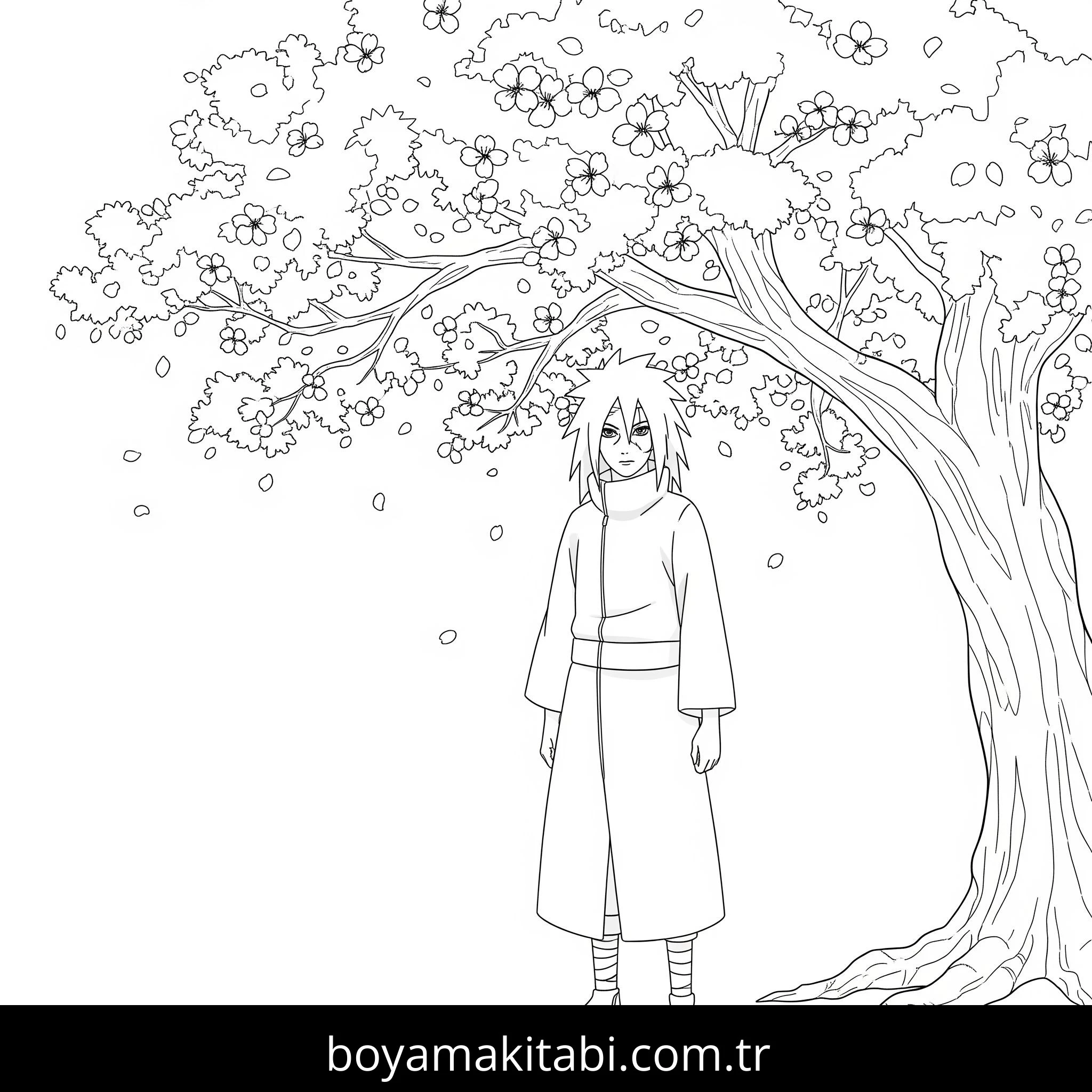 Madara Uchiha boyama sayfası – basit çizim, kolay boyama