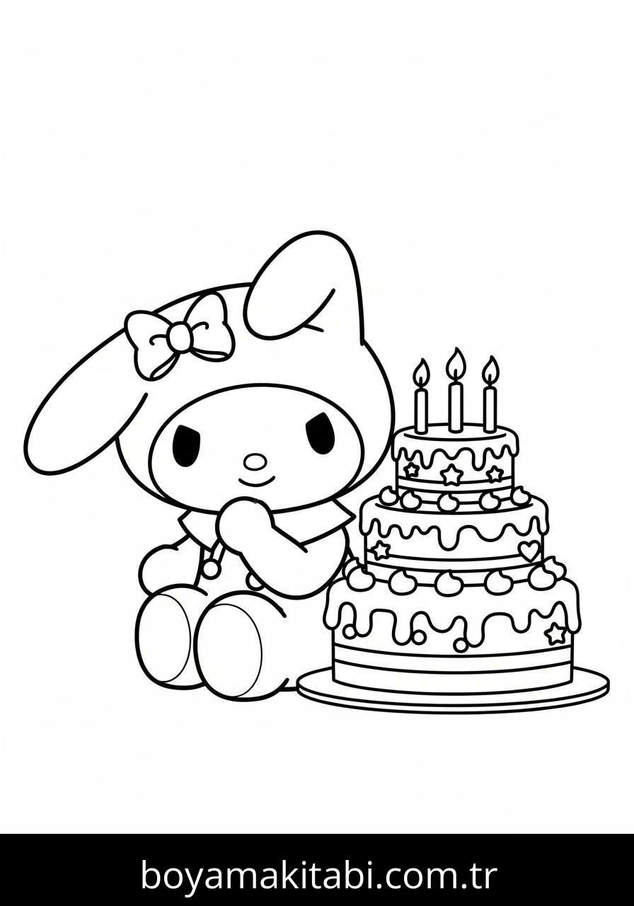 My Melody boyama sayfası – renkli çizimler, okul öncesi