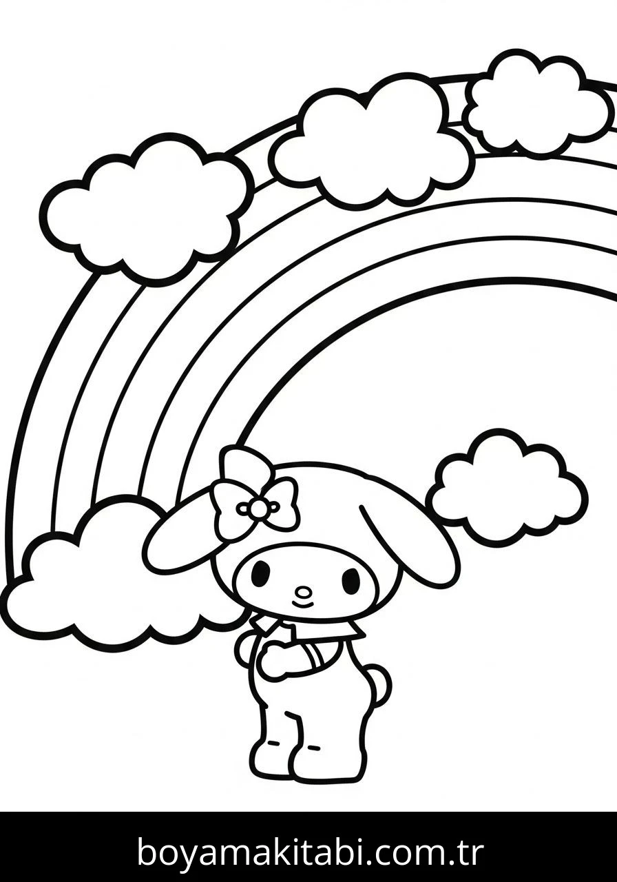 My Melody boyama sayfası – kolay boyama, eğitici aktivite