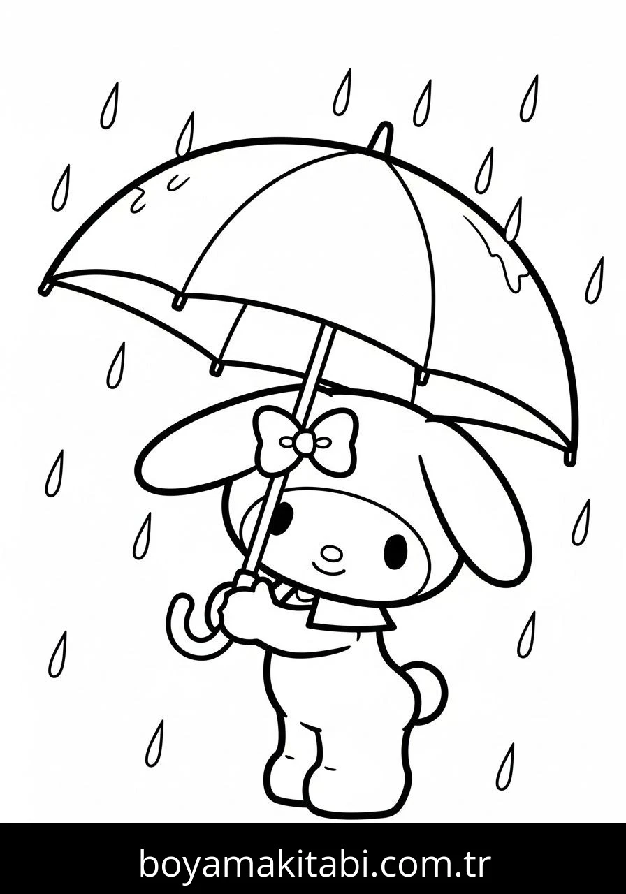 My Melody boyama sayfası – eğlenceli etkinlik, el becerilerini geliştirir