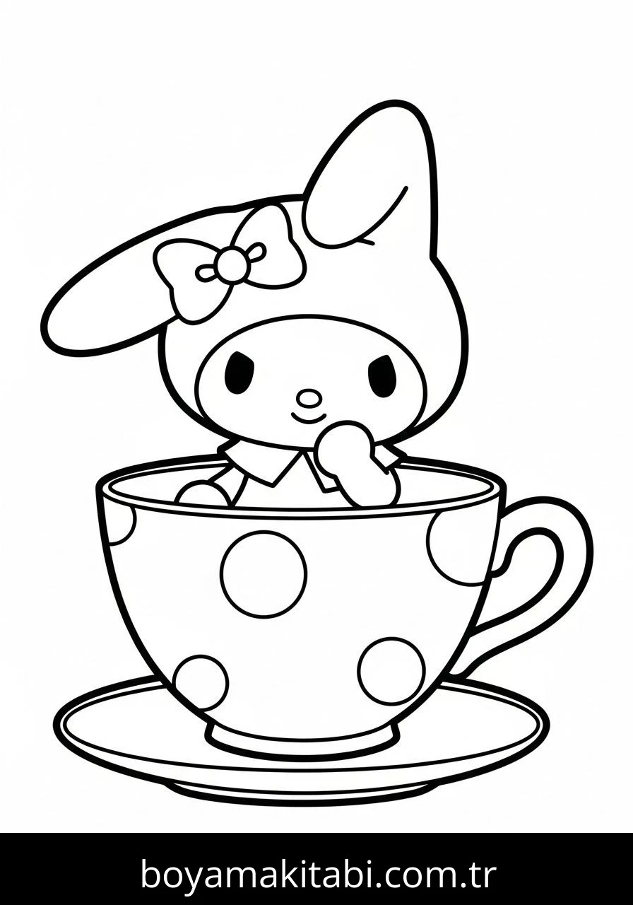 My Melody boyama sayfası – sevimli karakter, sanatsal çalışma