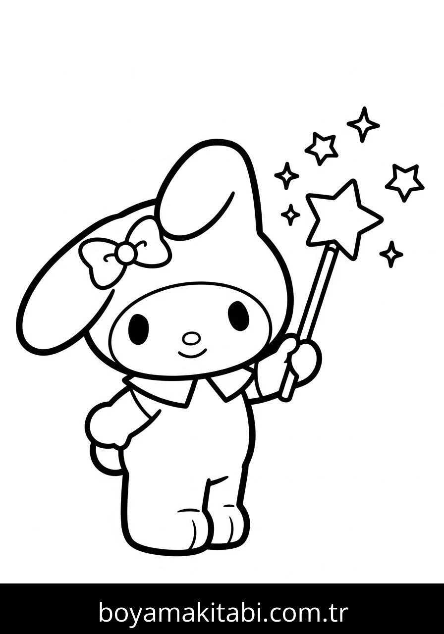 My Melody boyama sayfası – evde etkinlik, ücretsiz yazdır