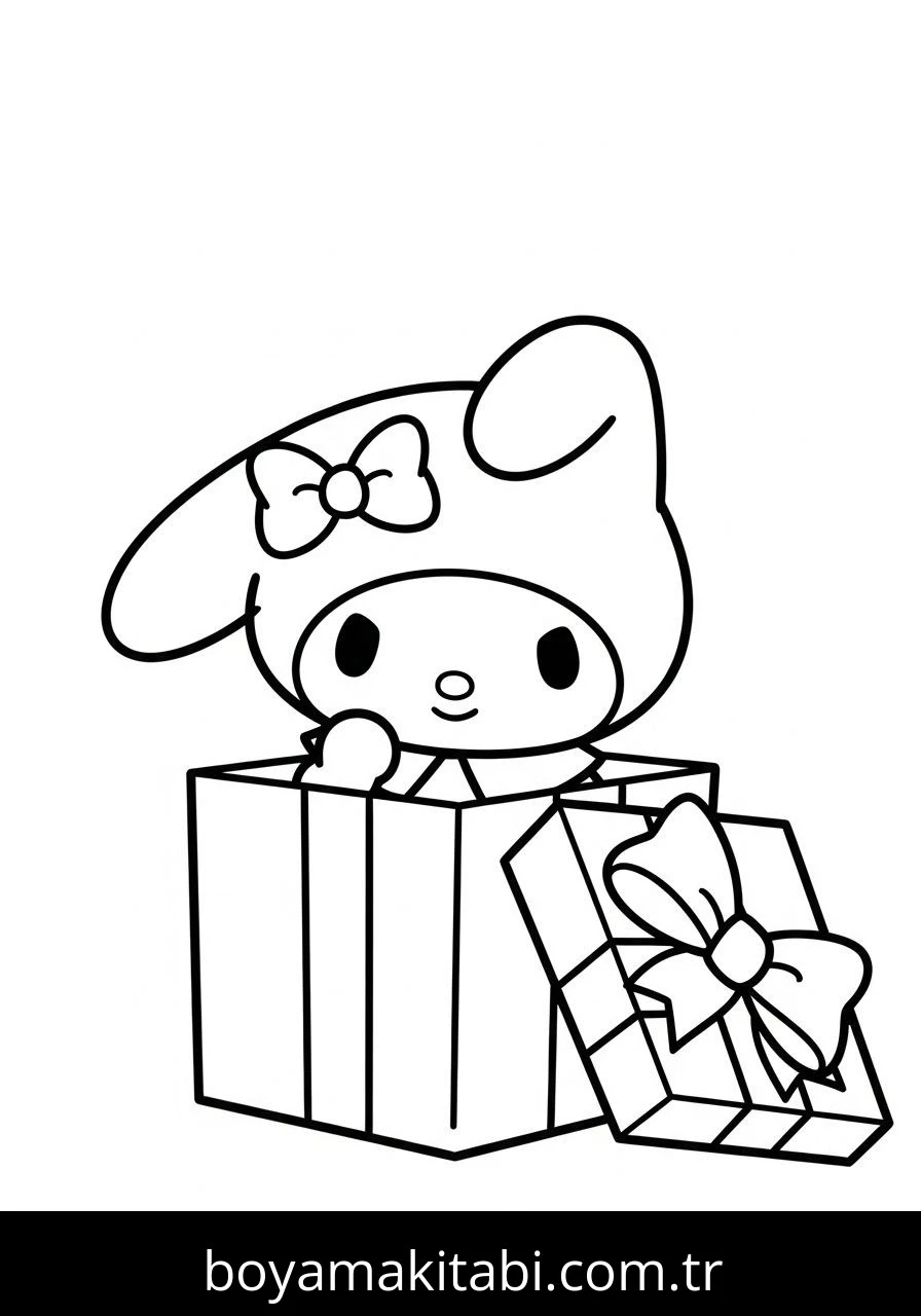 My Melody boyama sayfası – çocuk aktivitesi, PDF indir