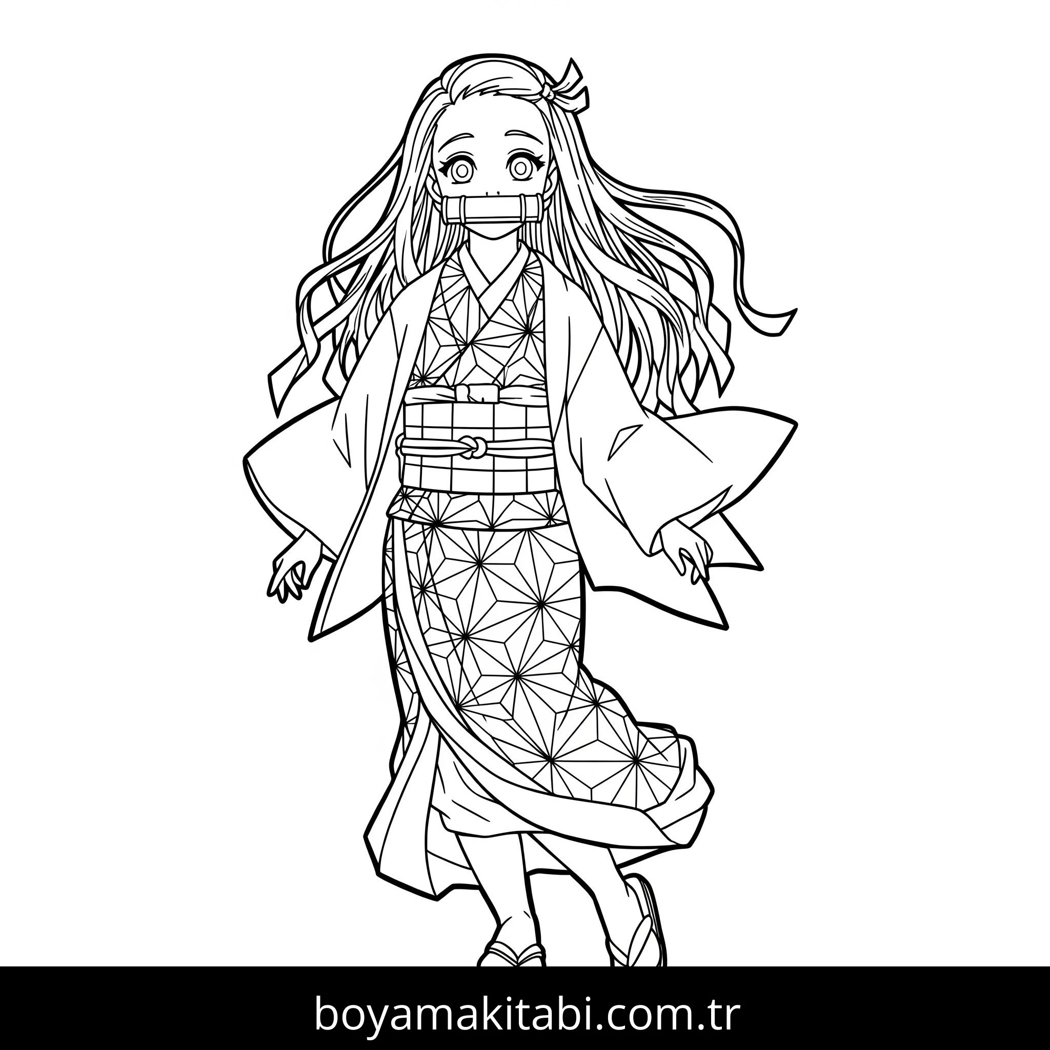 Nezuko boyama sayfası – kolay boyama, eğitici aktivite