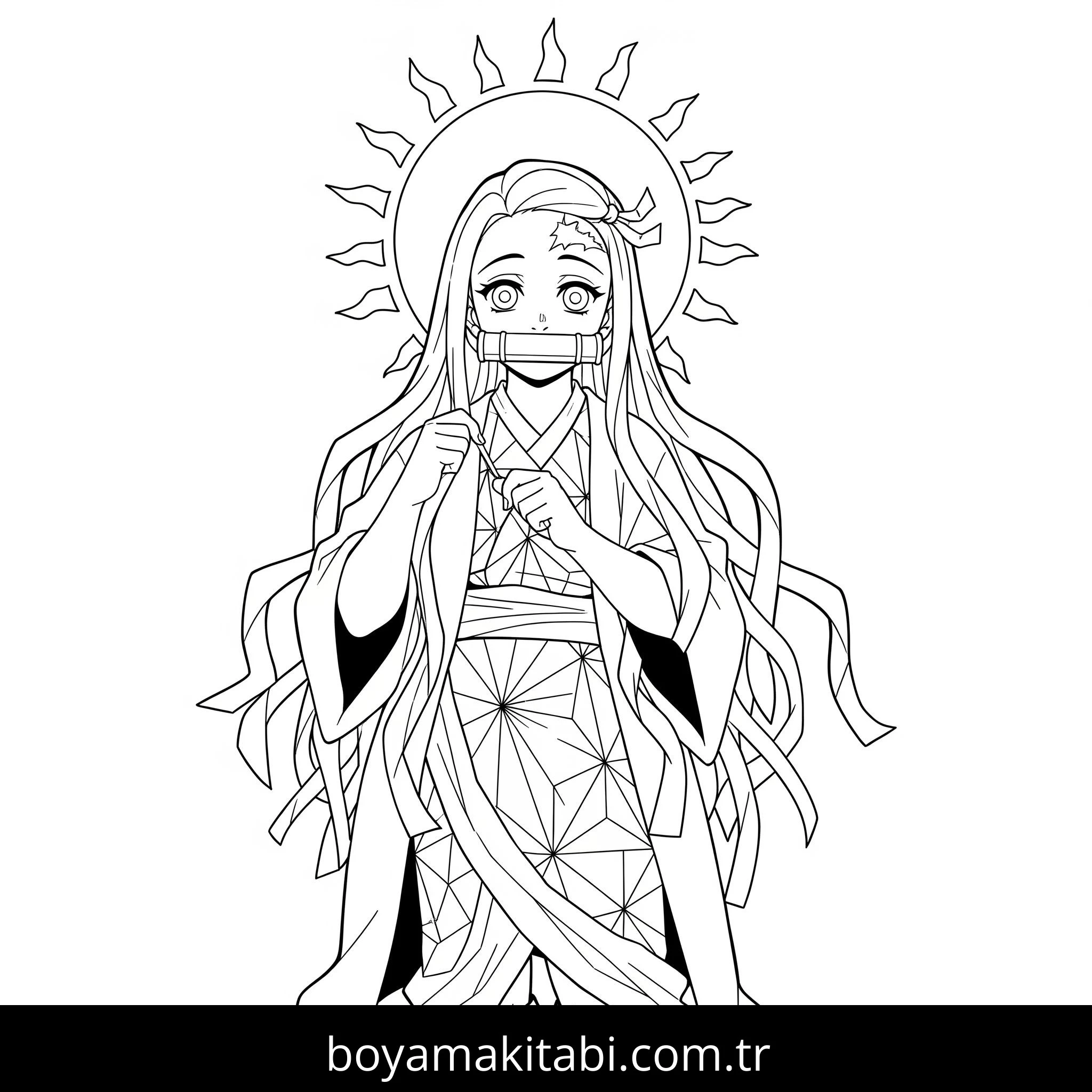 Nezuko boyama sayfası – eğlenceli etkinlik, el becerilerini geliştirir