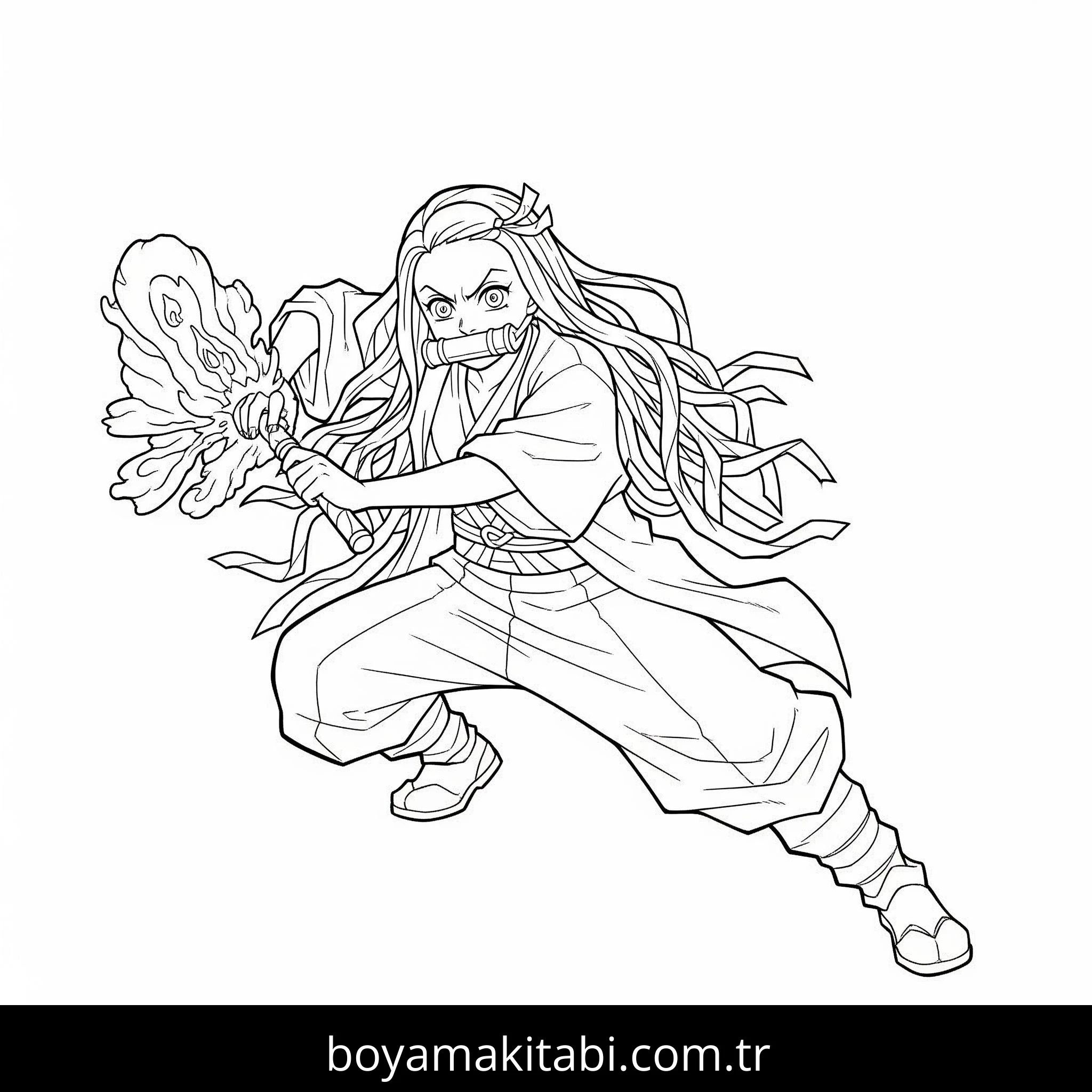 Nezuko boyama sayfası – sevimli karakter, sanatsal çalışma