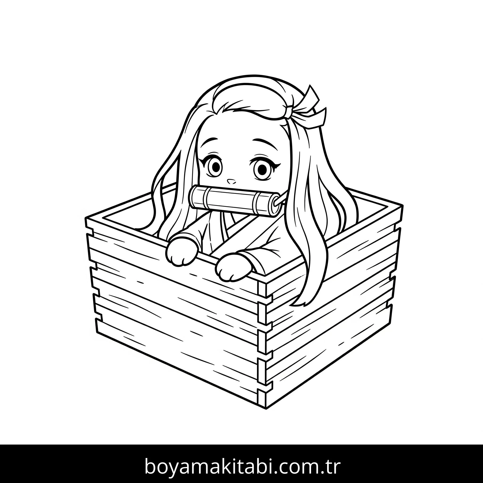 Nezuko boyama sayfası – eğitici aktivite, yaratıcılık