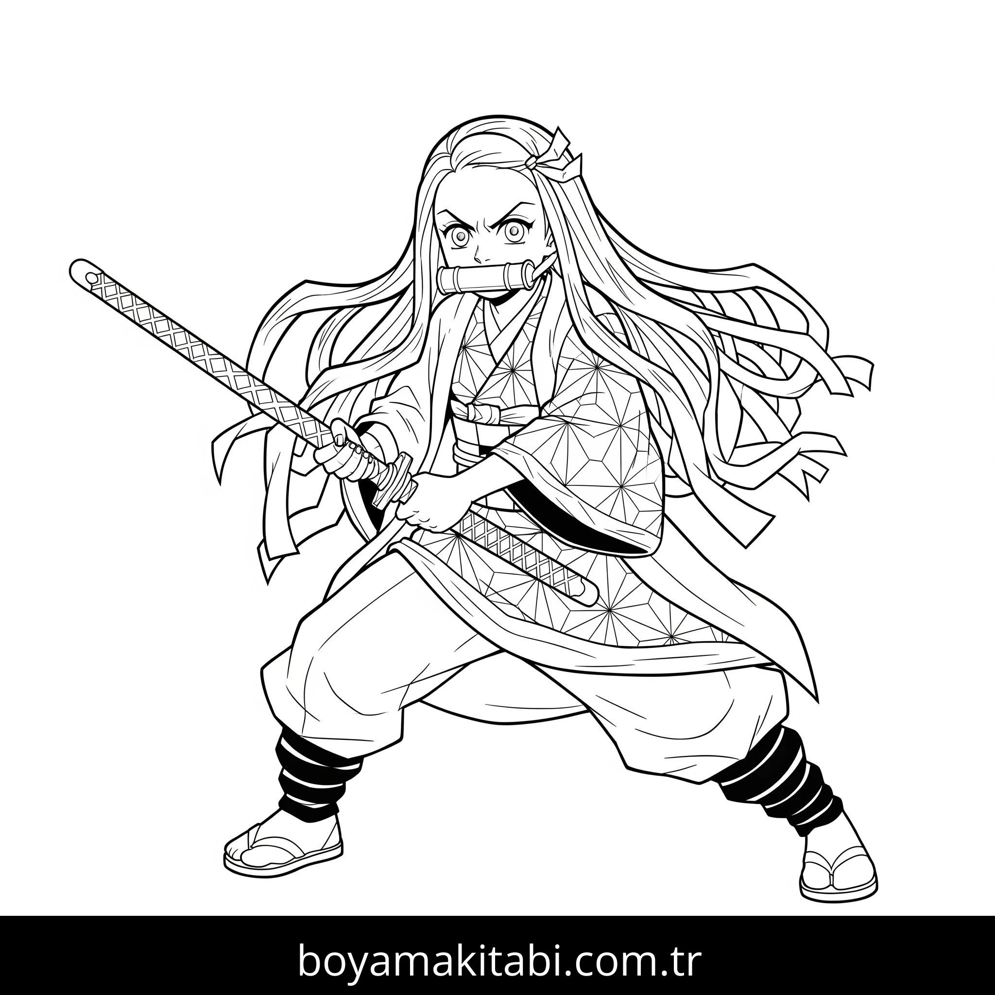 Nezuko boyama sayfası – keyifli zaman, renkli çizimler