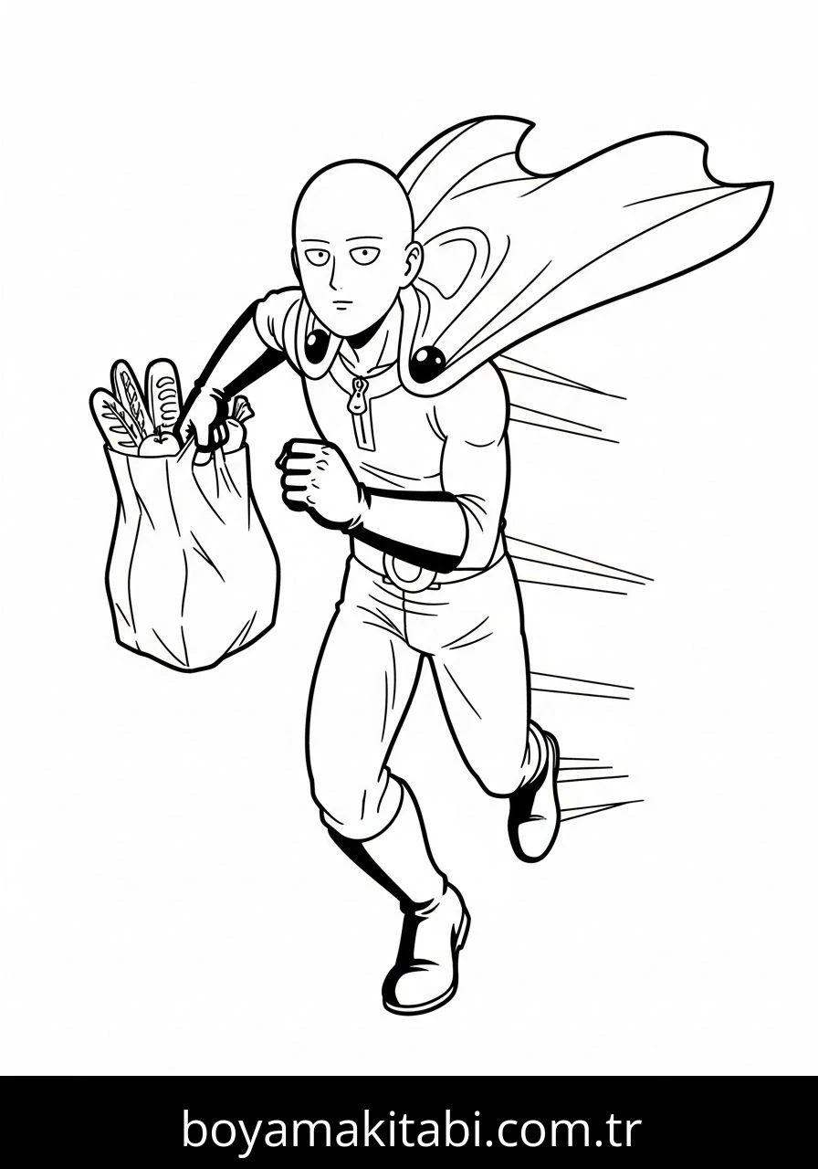 One Punch Man boyama sayfası – boyama çalışması, yaratıcılığı geliştirir