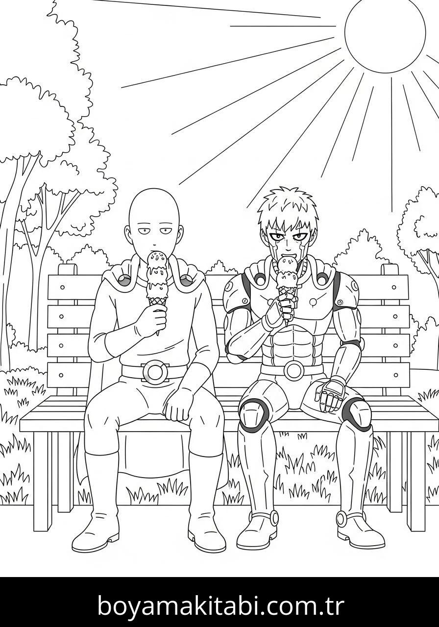 One Punch Man boyama sayfası – çocuklar için, çizgi film temalı