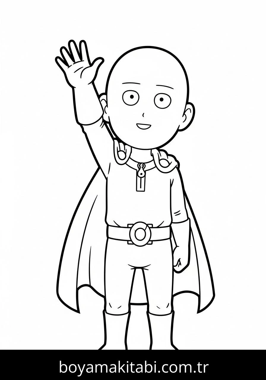 One Punch Man boyama sayfası – kolay boyama, eğitici aktivite
