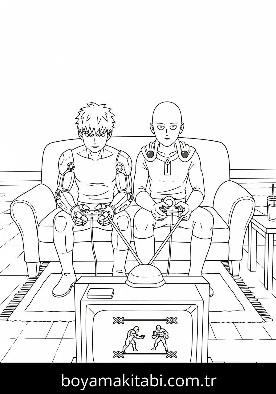One Punch Man boyama sayfası – boyama etkinliği, çocuk aktivitesi