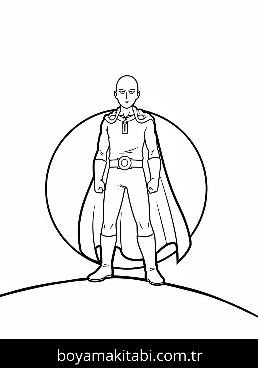 One Punch Man boyama sayfası – çizgi film temalı, basit çizim