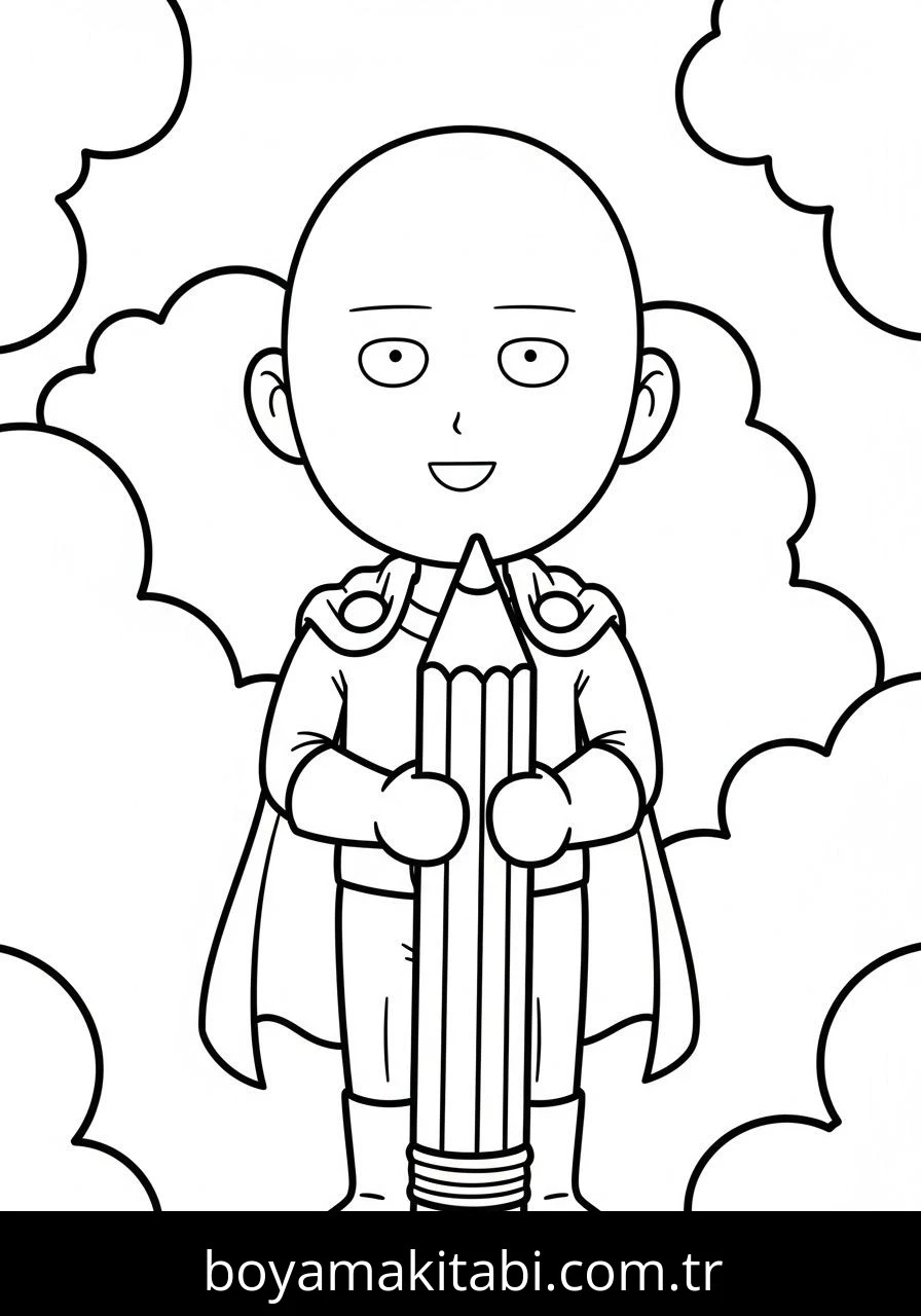 One Punch Man boyama sayfası – keyifli zaman, renkli çizimler