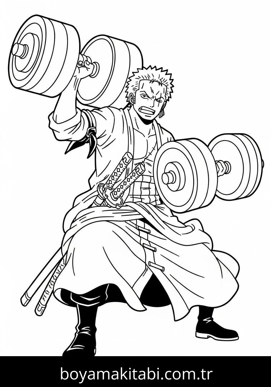Roronoa Zoro boyama sayfası – eğlenceli etkinlik, el becerilerini geliştirir