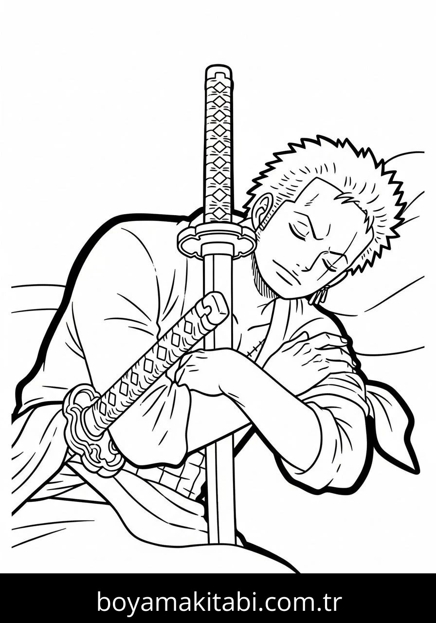 Roronoa Zoro boyama sayfası – yaratıcılığı geliştirir, keyifli zaman