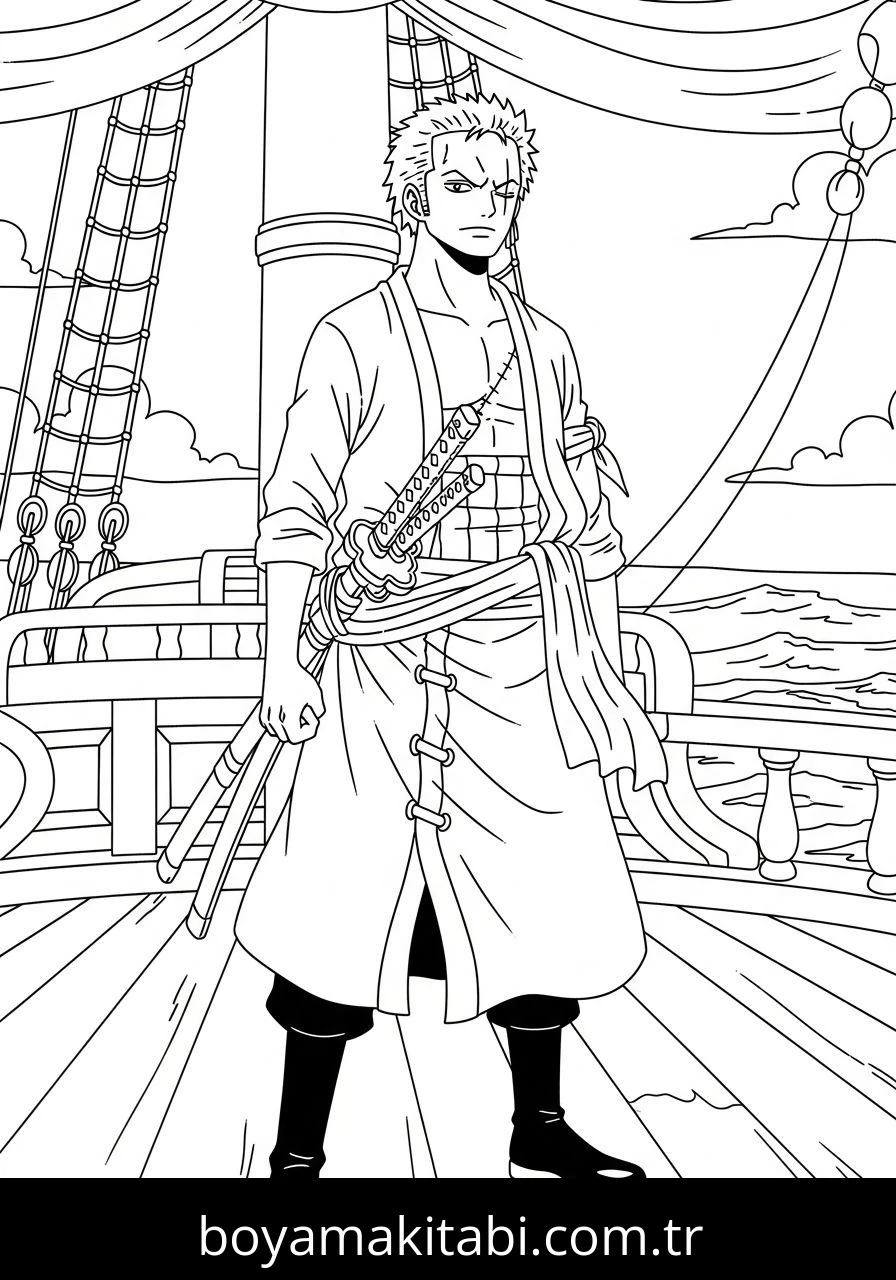 Roronoa Zoro boyama sayfası – okul öncesi, evde etkinlik