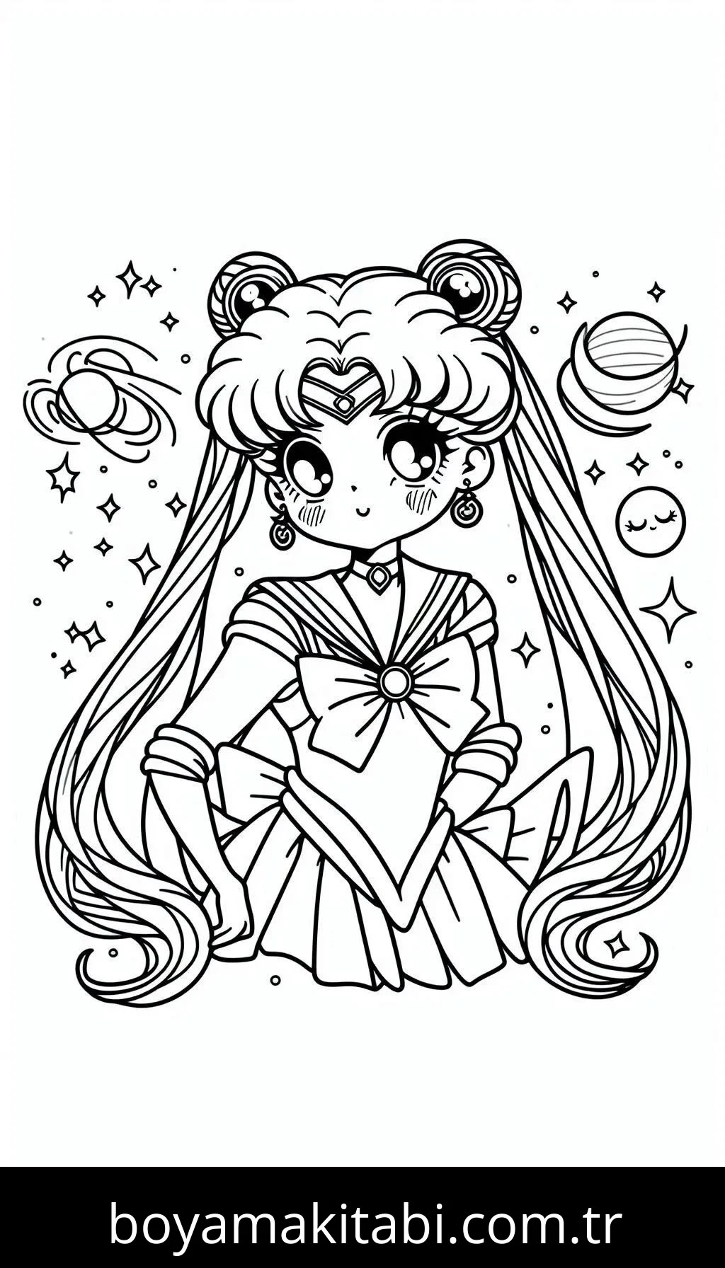 Sailor Moon boyama sayfası #2 – sabır ve özgüven kazandırır, yaratıcı sanat çalışması