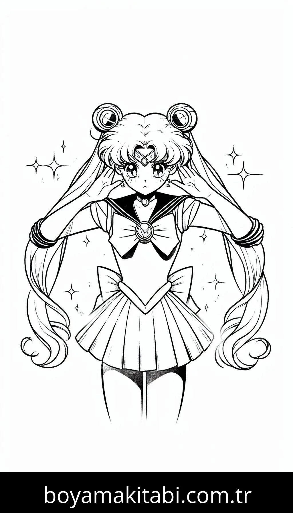 Sailor Moon boyama sayfası #6 – mürekkep tasarrufu sağlar, PDF indir