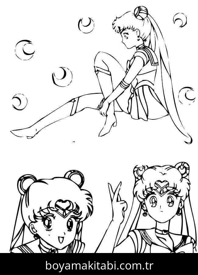 Sailor Moon boyama sayfası #15 – kolay boyama, eğitici aktivite