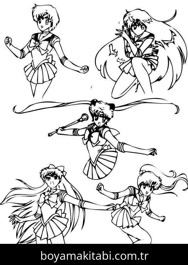 Sailor Moon boyama sayfası #17 – yaratıcılığı geliştirir, keyifli zaman