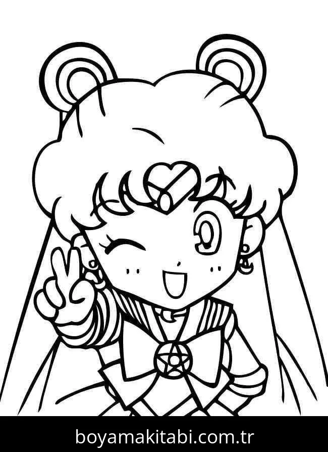 Sailor Moon boyama sayfası #20 – sevimli karakter, sanatsal çalışma