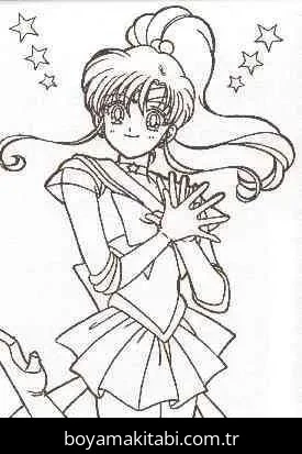 Sailor Moon boyama sayfası #21 – çizgi film temalı, basit çizim