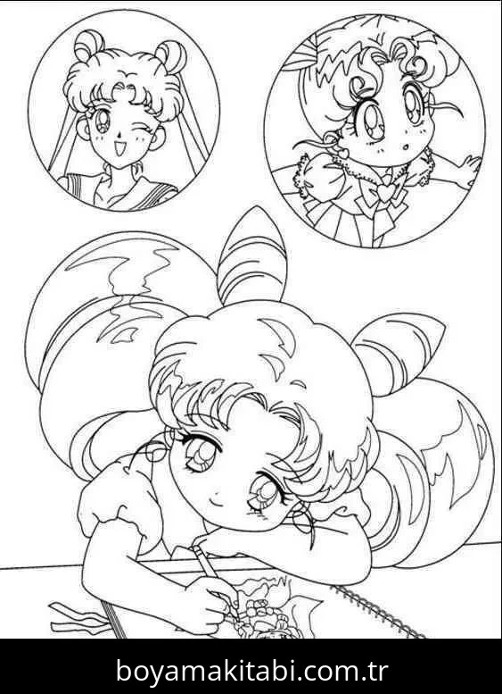Sailor Moon boyama sayfası #36 – doğum günü partisi aktivitesi, ekran süresine alternatif