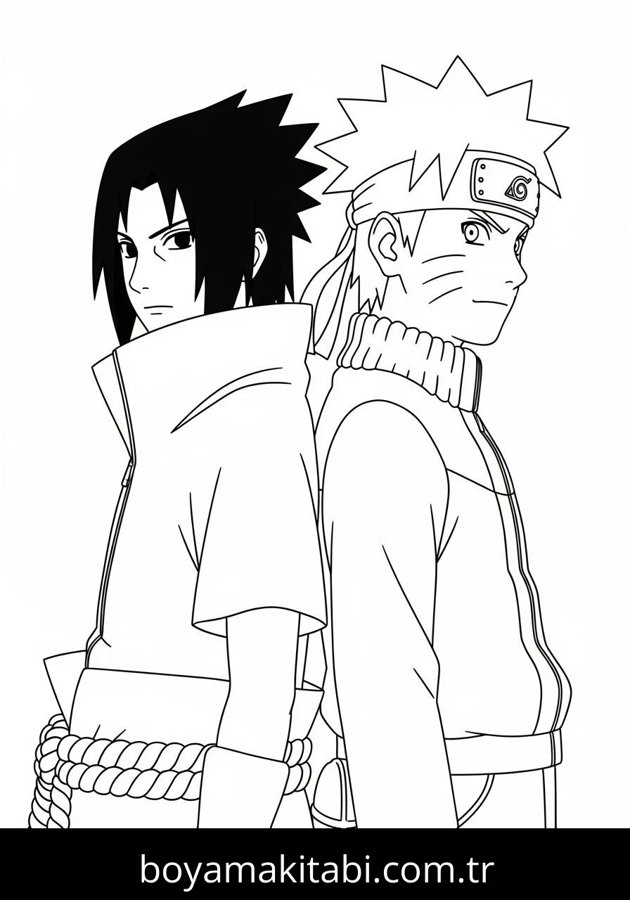 Uchiha Sasuke boyama sayfası – keyifli zaman, renkli çizimler