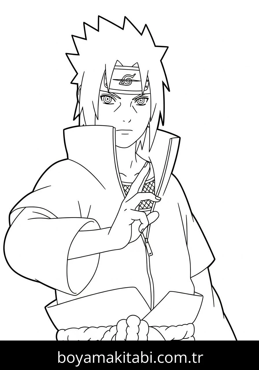 Uchiha Sasuke boyama sayfası – evde etkinlik, ücretsiz yazdır