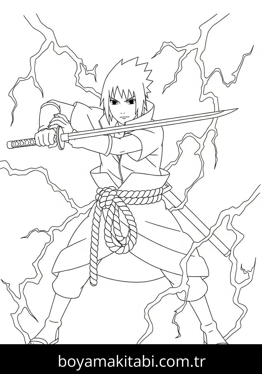 Uchiha Sasuke boyama sayfası – yaratıcılık, eğlenceli etkinlik
