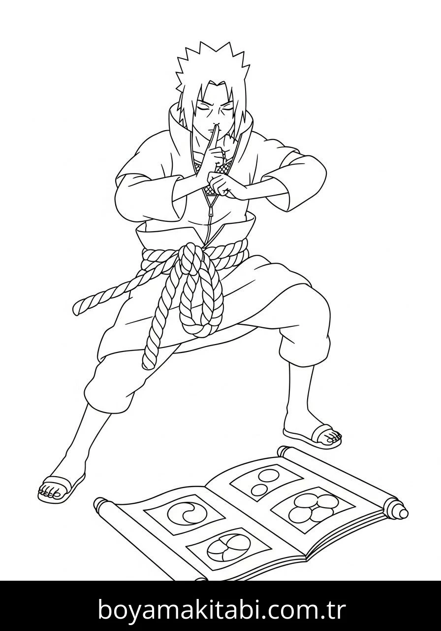 Uchiha Sasuke boyama sayfası – ücretsiz yazdır, boyama etkinliği