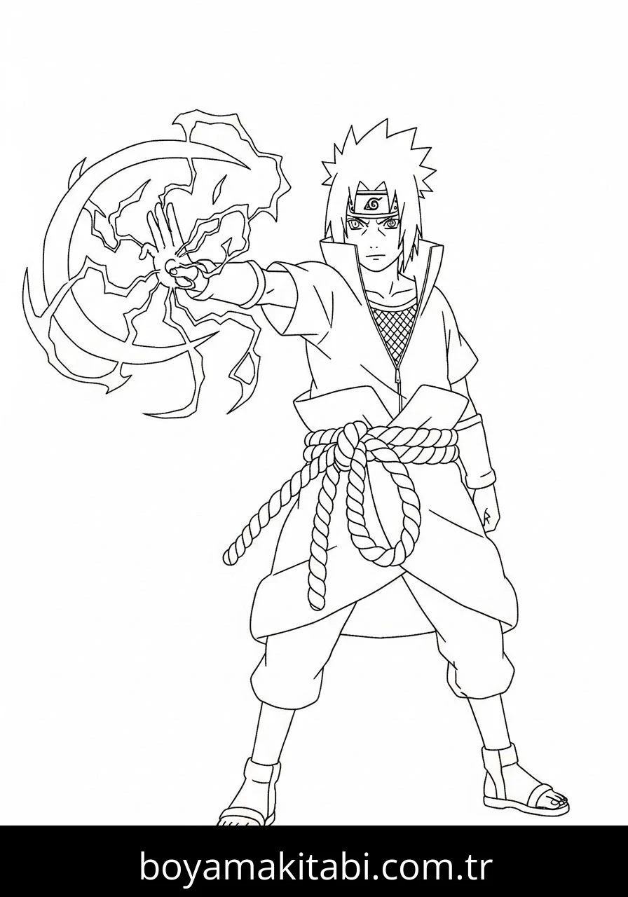 Uchiha Sasuke boyama sayfası – yaratıcılığı geliştirir, keyifli zaman
