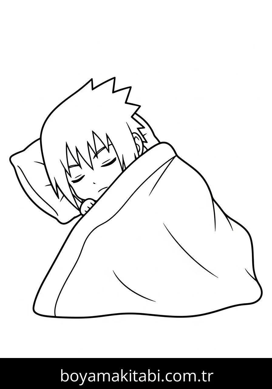 Uchiha Sasuke boyama sayfası – okul öncesi, evde etkinlik