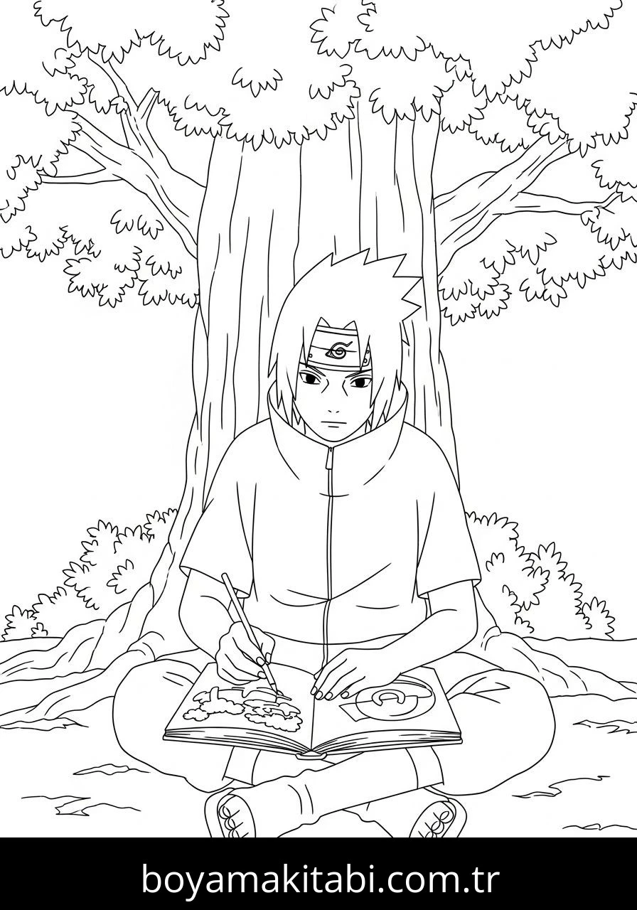 Uchiha Sasuke boyama sayfası – eğitici aktivite, yaratıcılık