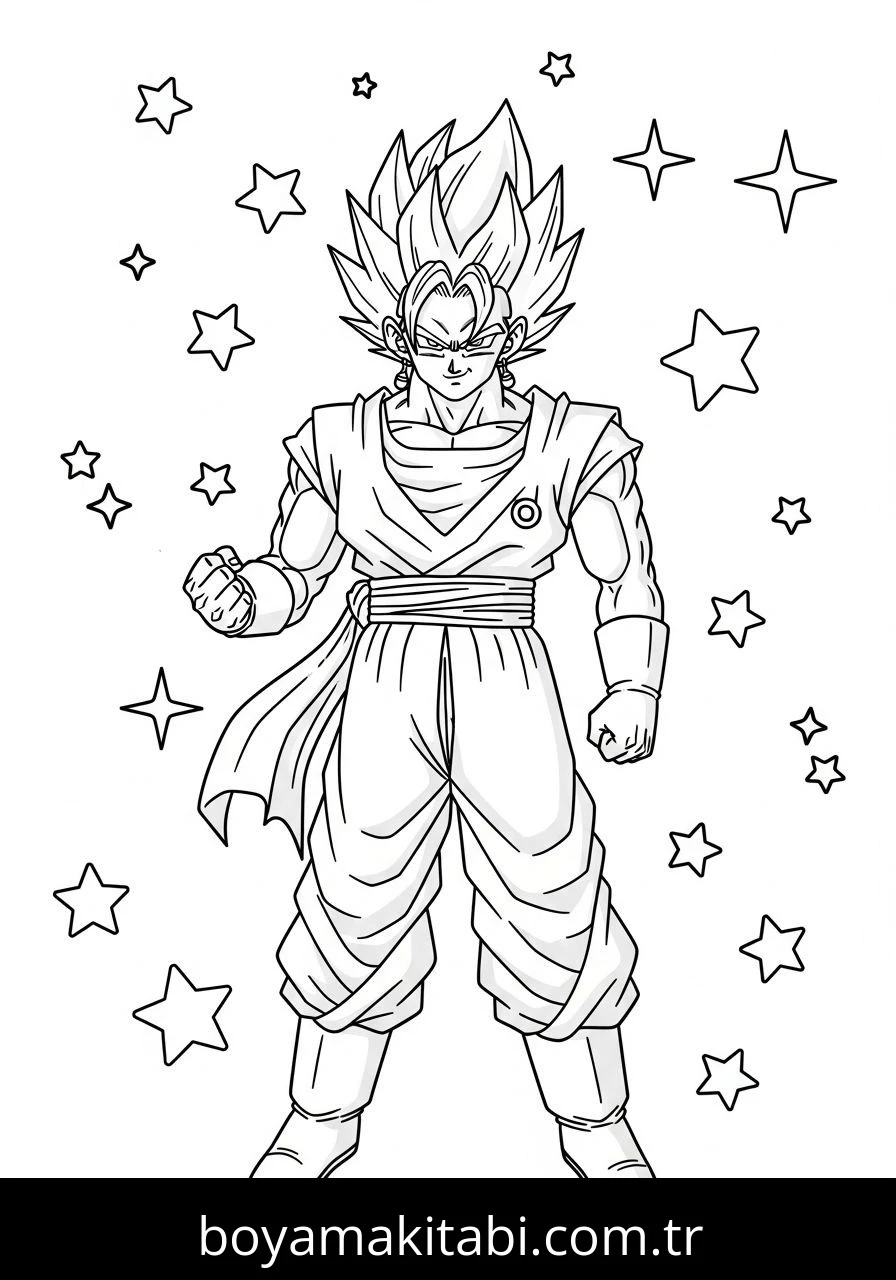Vegito boyama sayfası – kolay boyama, eğitici aktivite