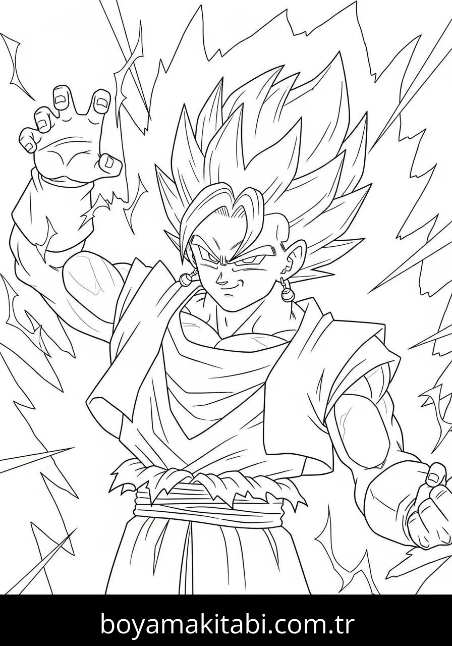 Vegito boyama sayfası – sevimli karakter, sanatsal çalışma