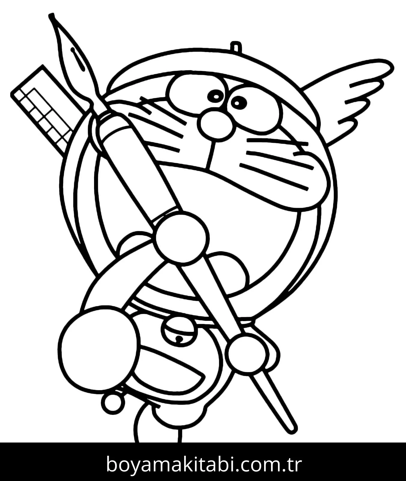 Doraemon boyama sayfası – çizgi film temalı, basit çizim