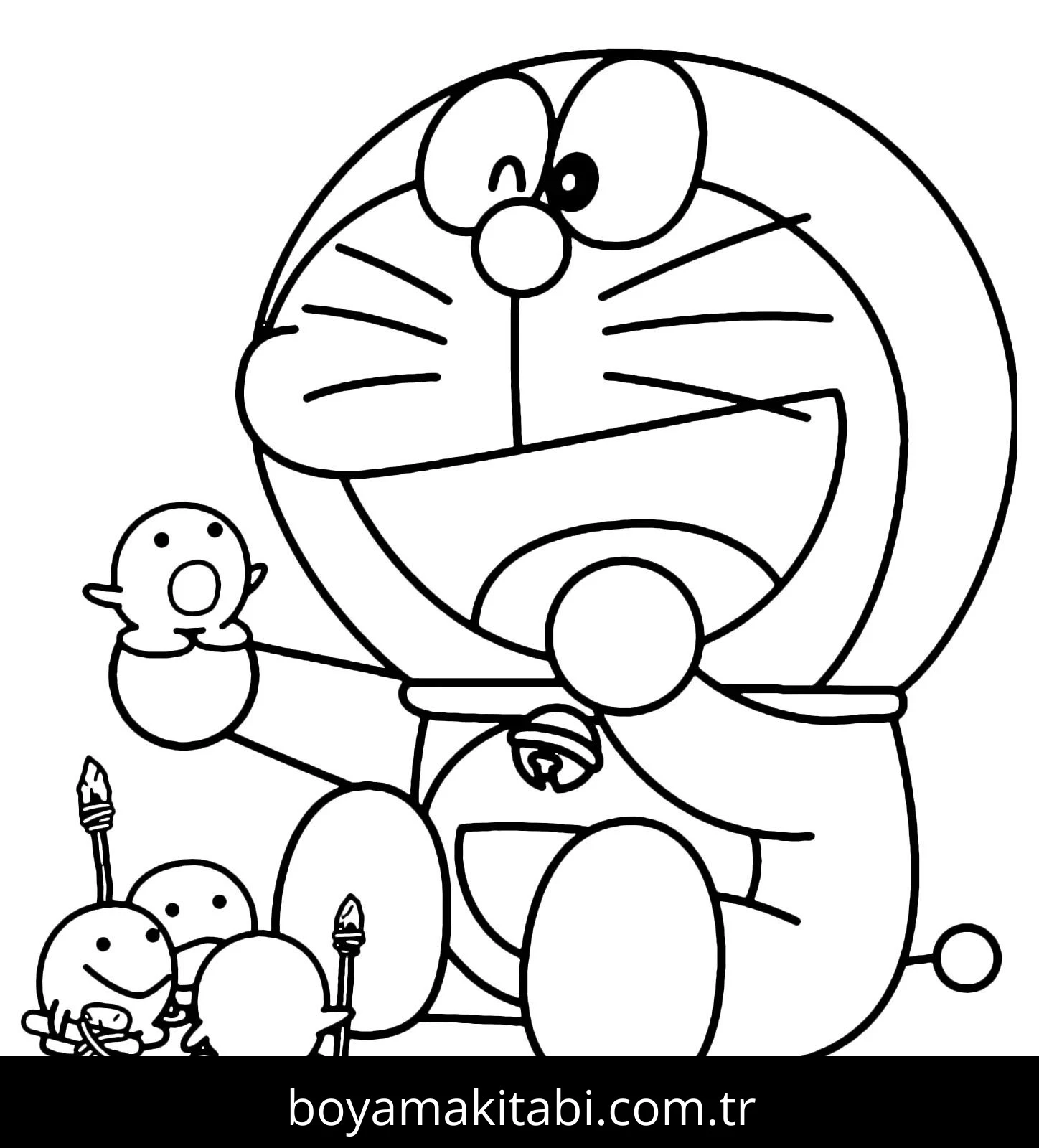 Doraemon boyama sayfası – çocuk aktivitesi, PDF indir
