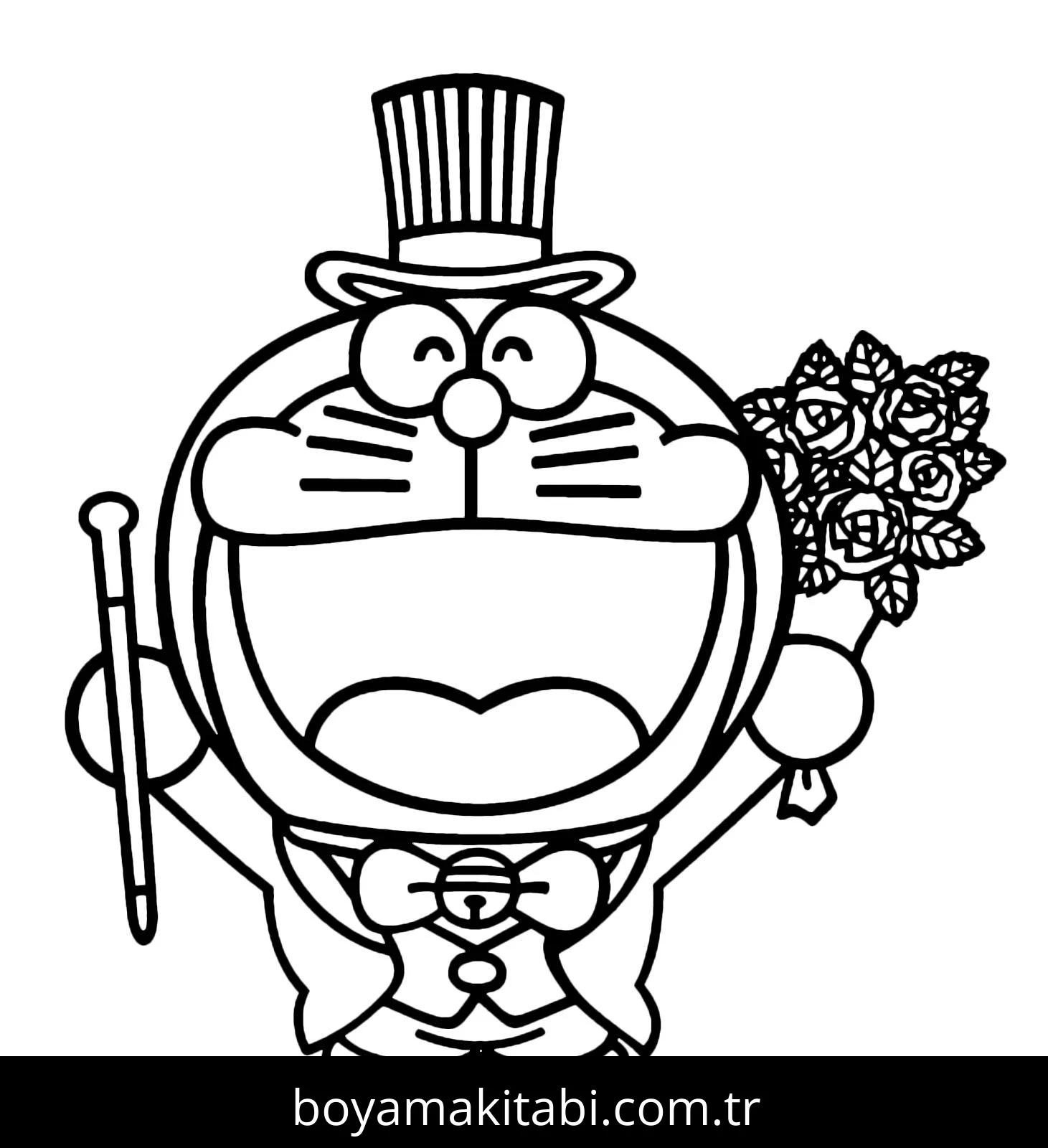 Doraemon boyama sayfası – basit çizim, kolay boyama