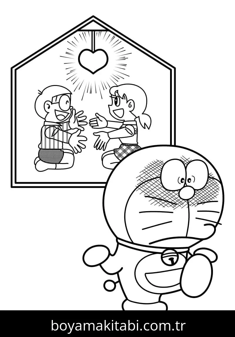 Doraemon boyama sayfası – PDF indir, sevimli karakter